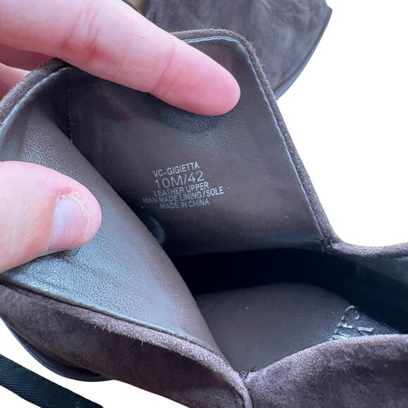 Vince Camuto Gigietta Bootie Ankle Boot Dark Brown Suede Leather SZ 42/10 - Picture 7 of 7